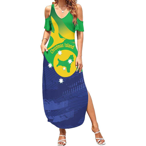 Personalised Australia Christmas Island Summer Maxi Dress Wilayah Pulau Krismas Flag Color - Aussie Hoodie