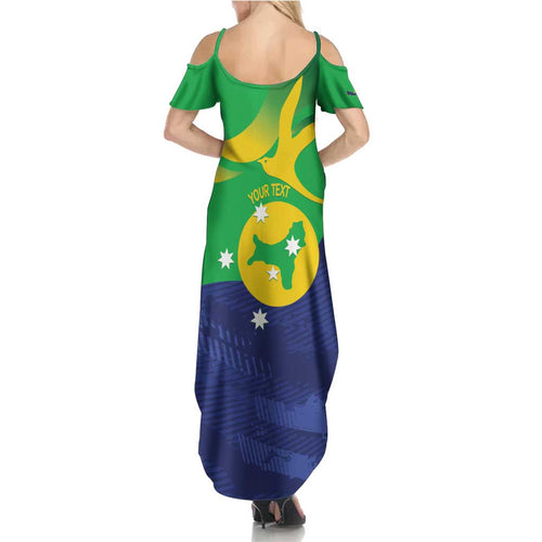 Personalised Australia Christmas Island Summer Maxi Dress Wilayah Pulau Krismas Flag Color - Aussie Hoodie