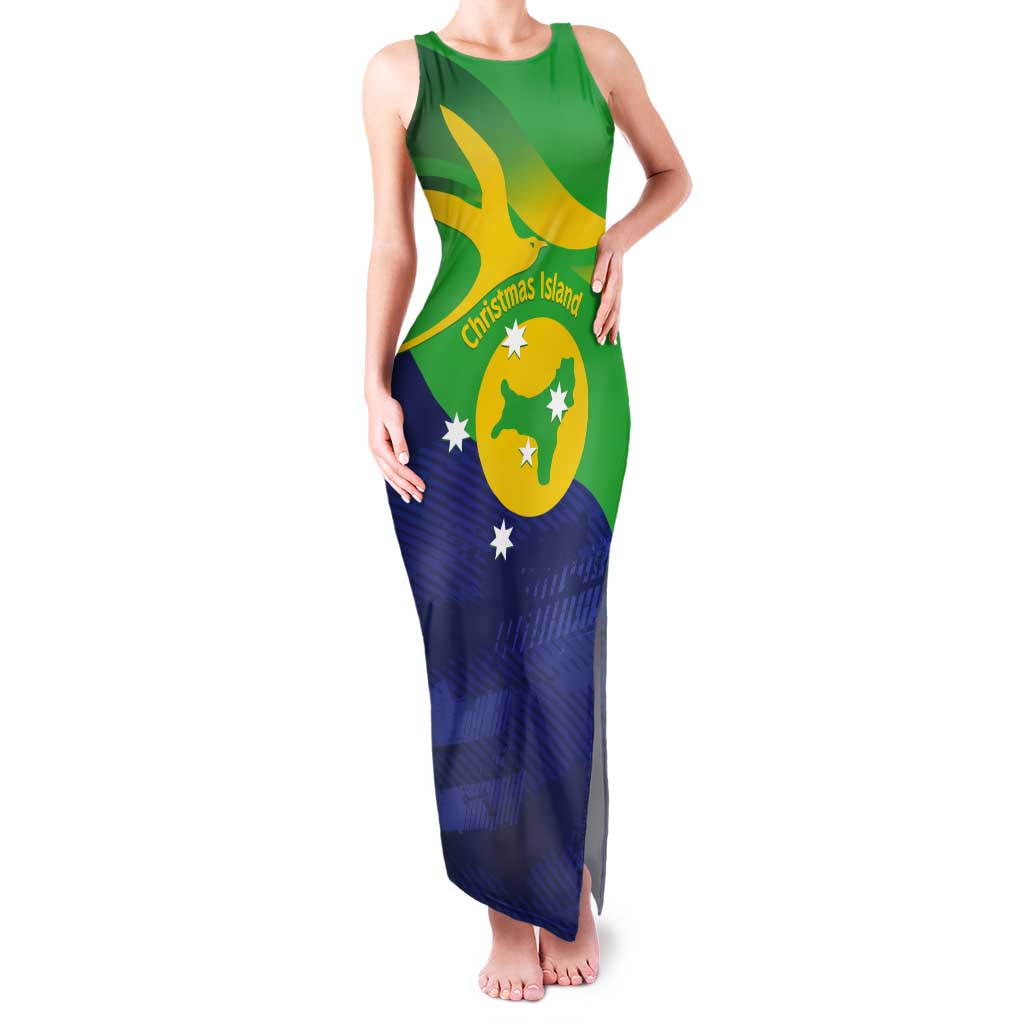 Personalised Australia Christmas Island Tank Maxi Dress Wilayah Pulau Krismas Flag Color - Aussie Hoodie