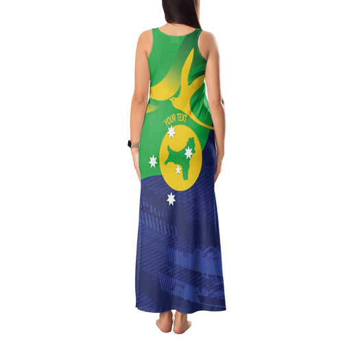 Personalised Australia Christmas Island Tank Maxi Dress Wilayah Pulau Krismas Flag Color - Aussie Hoodie