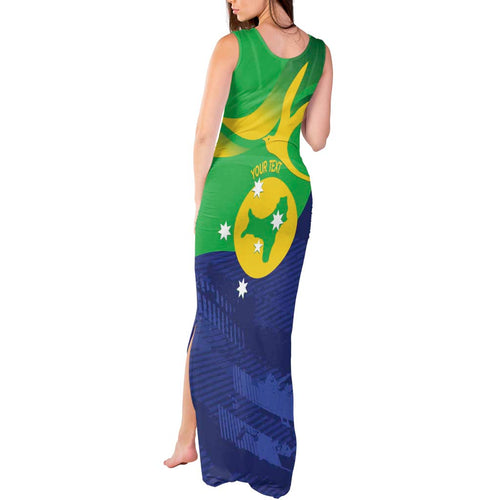 Personalised Australia Christmas Island Tank Maxi Dress Wilayah Pulau Krismas Flag Color - Aussie Hoodie