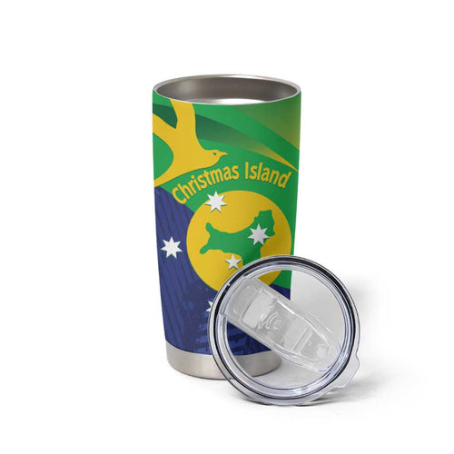 Personalised Australia Christmas Island Tumbler Cup Wilayah Pulau Krismas Flag Color - Aussie Hoodie