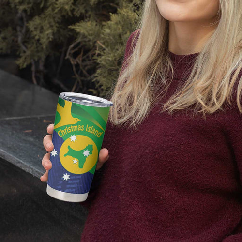Personalised Australia Christmas Island Tumbler Cup Wilayah Pulau Krismas Flag Color - Aussie Hoodie