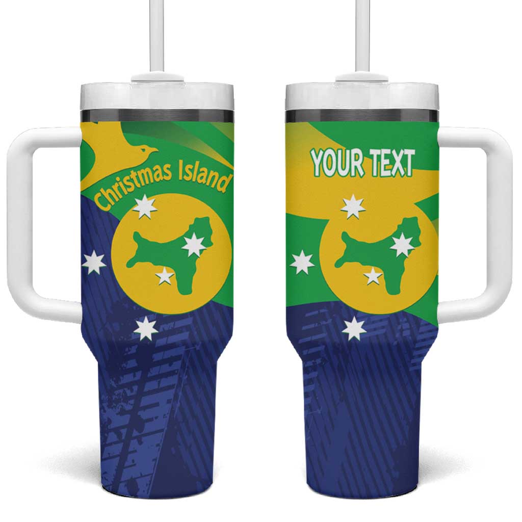 Personalised Australia Christmas Island Tumbler With Handle Wilayah Pulau Krismas Flag Color - Aussie Hoodie