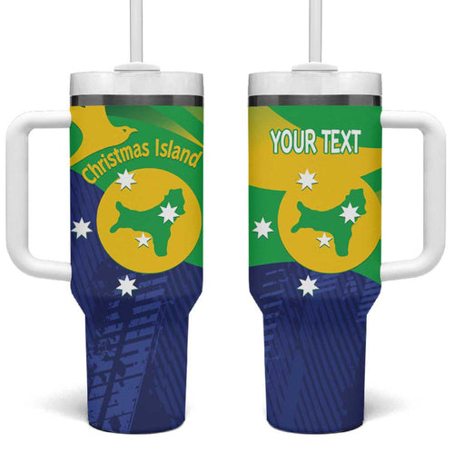Personalised Australia Christmas Island Tumbler With Handle Wilayah Pulau Krismas Flag Color - Aussie Hoodie