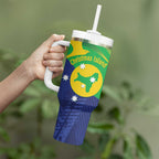 Personalised Australia Christmas Island Tumbler With Handle Wilayah Pulau Krismas Flag Color - Aussie Hoodie