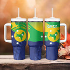 Personalised Australia Christmas Island Tumbler With Handle Wilayah Pulau Krismas Flag Color - Aussie Hoodie