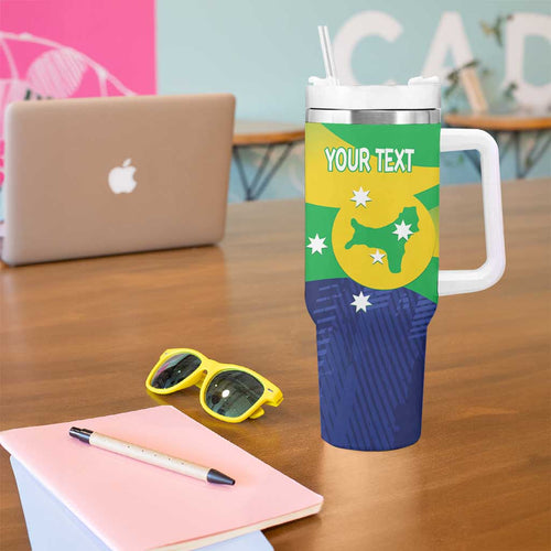 Personalised Australia Christmas Island Tumbler With Handle Wilayah Pulau Krismas Flag Color - Aussie Hoodie