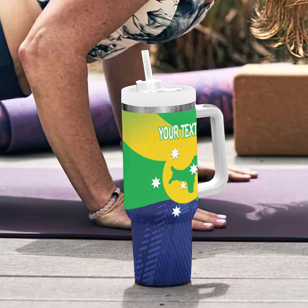Personalised Australia Christmas Island Tumbler With Handle Wilayah Pulau Krismas Flag Color - Aussie Hoodie