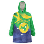 Personalised Australia Christmas Island Wearable Blanket Hoodie Wilayah Pulau Krismas Flag Color - Aussie Hoodie