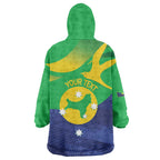 Personalised Australia Christmas Island Wearable Blanket Hoodie Wilayah Pulau Krismas Flag Color - Aussie Hoodie