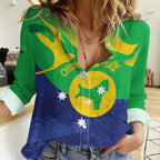 Personalised Australia Christmas Island Women Casual Shirt Wilayah Pulau Krismas Flag Color - Aussie Hoodie