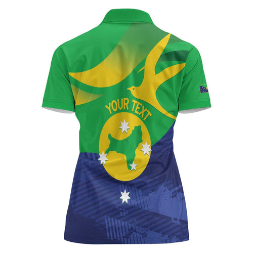 Personalised Australia Christmas Island Women Polo Shirt Wilayah Pulau Krismas Flag Color - Aussie Hoodie