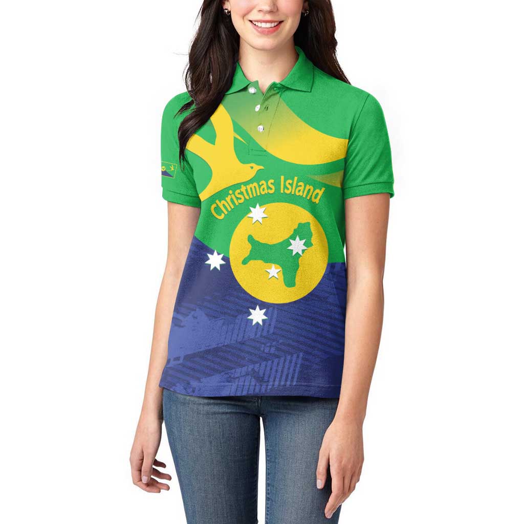 Personalised Australia Christmas Island Women Polo Shirt Wilayah Pulau Krismas Flag Color - Aussie Hoodie