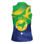 Personalised Australia Christmas Island Women Sleeveless Polo Shirt Wilayah Pulau Krismas Flag Color - Aussie Hoodie
