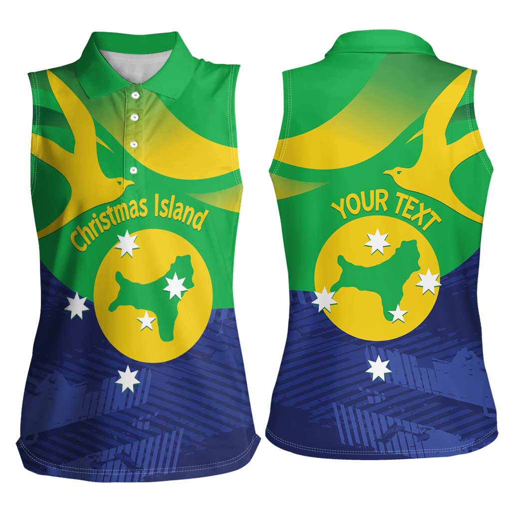 Personalised Australia Christmas Island Women Sleeveless Polo Shirt Wilayah Pulau Krismas Flag Color - Aussie Hoodie