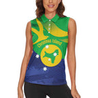 Personalised Australia Christmas Island Women Sleeveless Polo Shirt Wilayah Pulau Krismas Flag Color - Aussie Hoodie