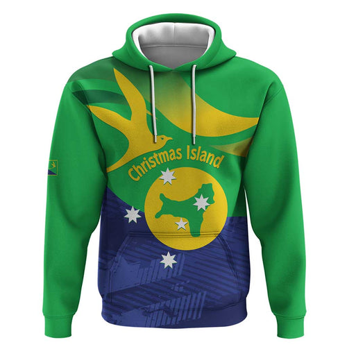 Personalised Australia Christmas Island Zip Hoodie Wilayah Pulau Krismas Flag Color - Aussie Hoodie
