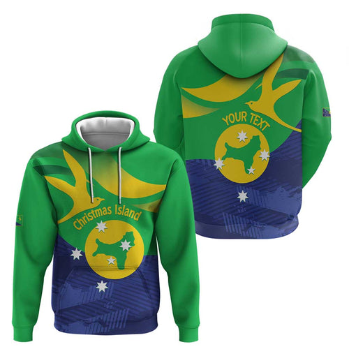 Personalised Australia Christmas Island Zip Hoodie Wilayah Pulau Krismas Flag Color - Aussie Hoodie