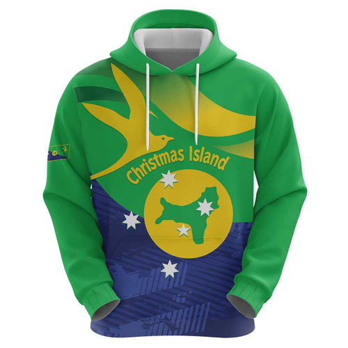 Personalised Australia Christmas Island Zip Hoodie Wilayah Pulau Krismas Flag Color - Aussie Hoodie