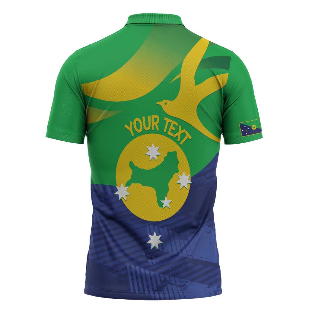 Personalised Australia Christmas Island Zipper Polo Shirt Wilayah Pulau Krismas Flag Color - Aussie Hoodie