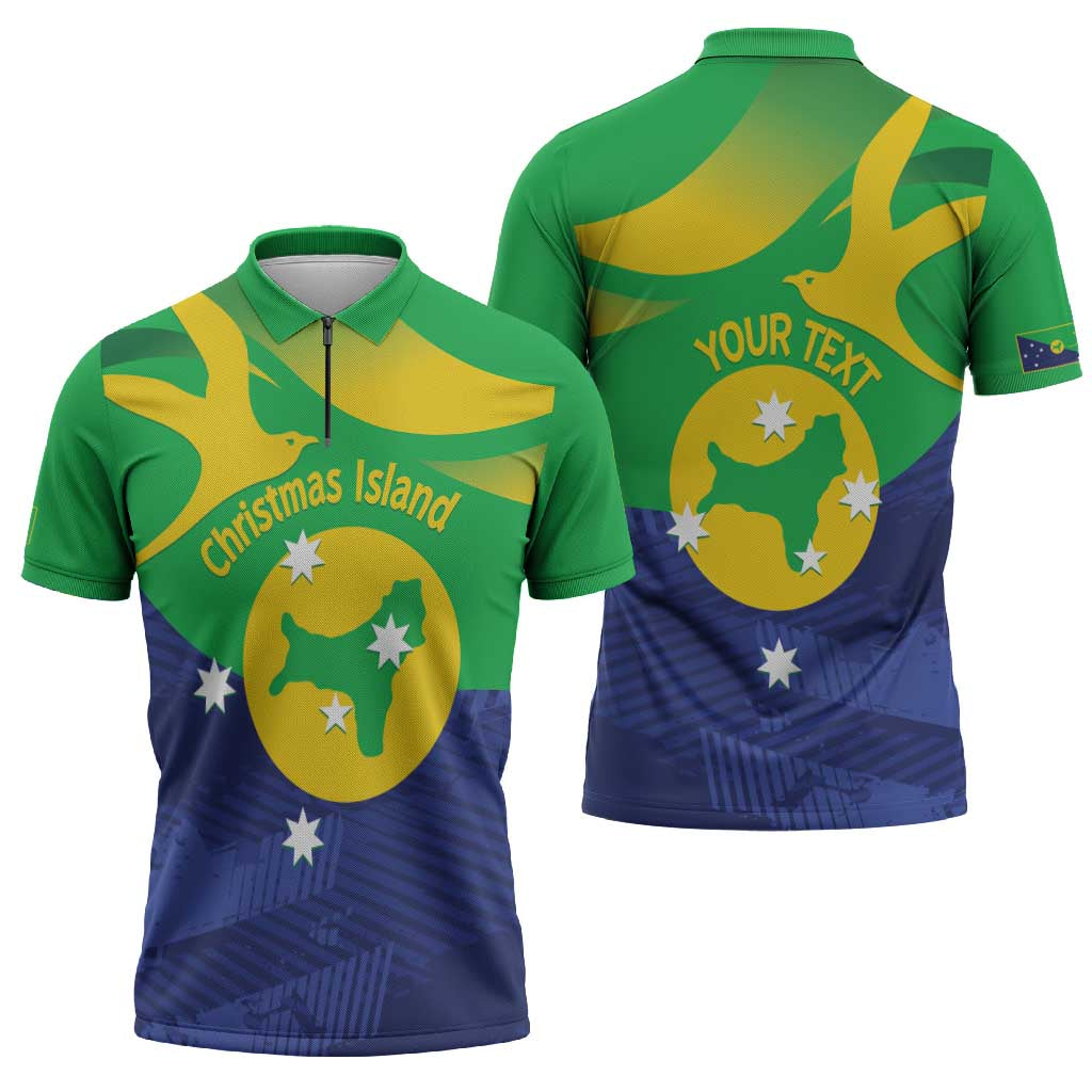 Personalised Australia Christmas Island Zipper Polo Shirt Wilayah Pulau Krismas Flag Color - Aussie Hoodie