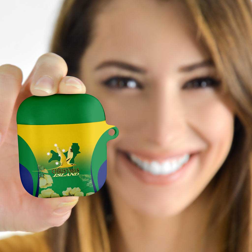 Australia Christmas Island AirPods Case Golden Bosun Abutilon listeri With Map - Aussie Hoodie