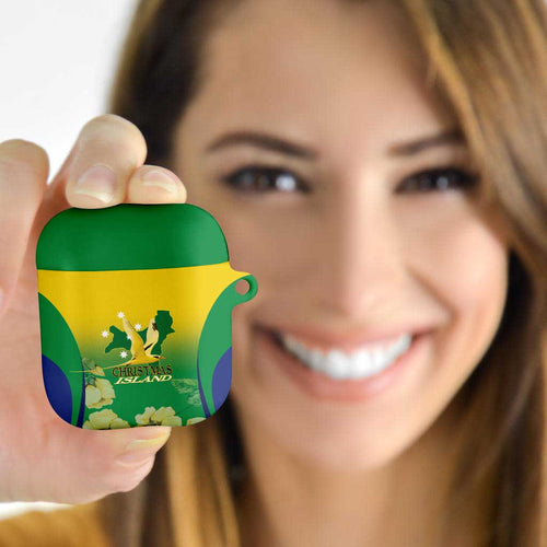 Australia Christmas Island AirPods Case Golden Bosun Abutilon listeri With Map - Aussie Hoodie