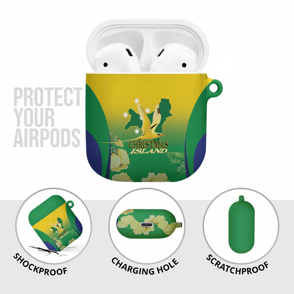 Australia Christmas Island AirPods Case Golden Bosun Abutilon listeri With Map - Aussie Hoodie