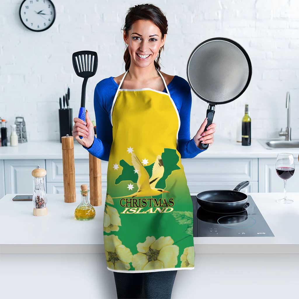 Australia Christmas Island Apron Golden Bosun Abutilon listeri With Map - Aussie Hoodie