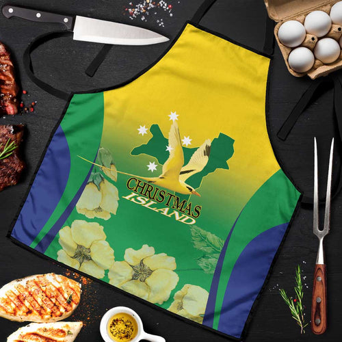 Australia Christmas Island Apron Golden Bosun Abutilon listeri With Map - Aussie Hoodie