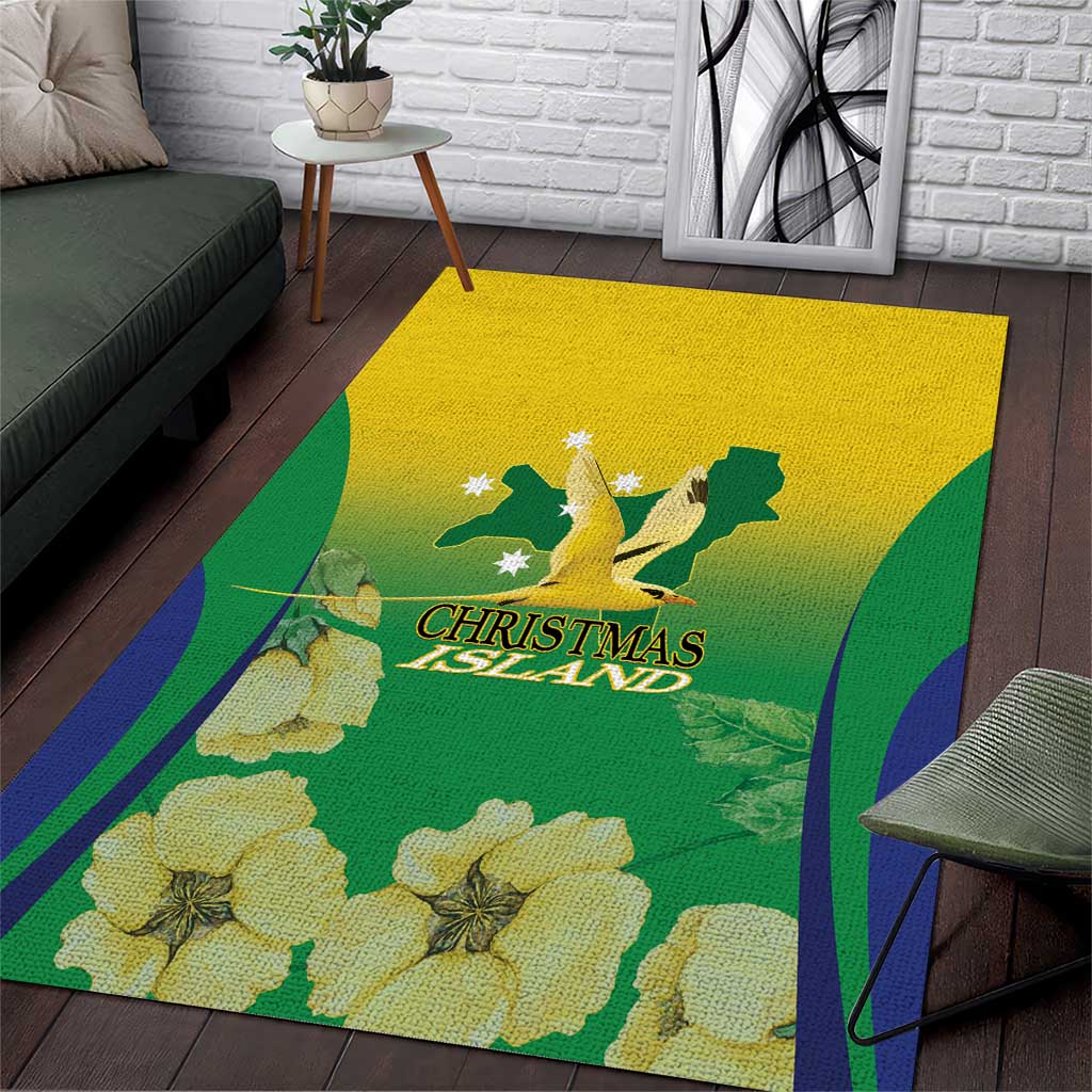 Australia Christmas Island Area Rug Golden Bosun Abutilon listeri With Map - Aussie Hoodie