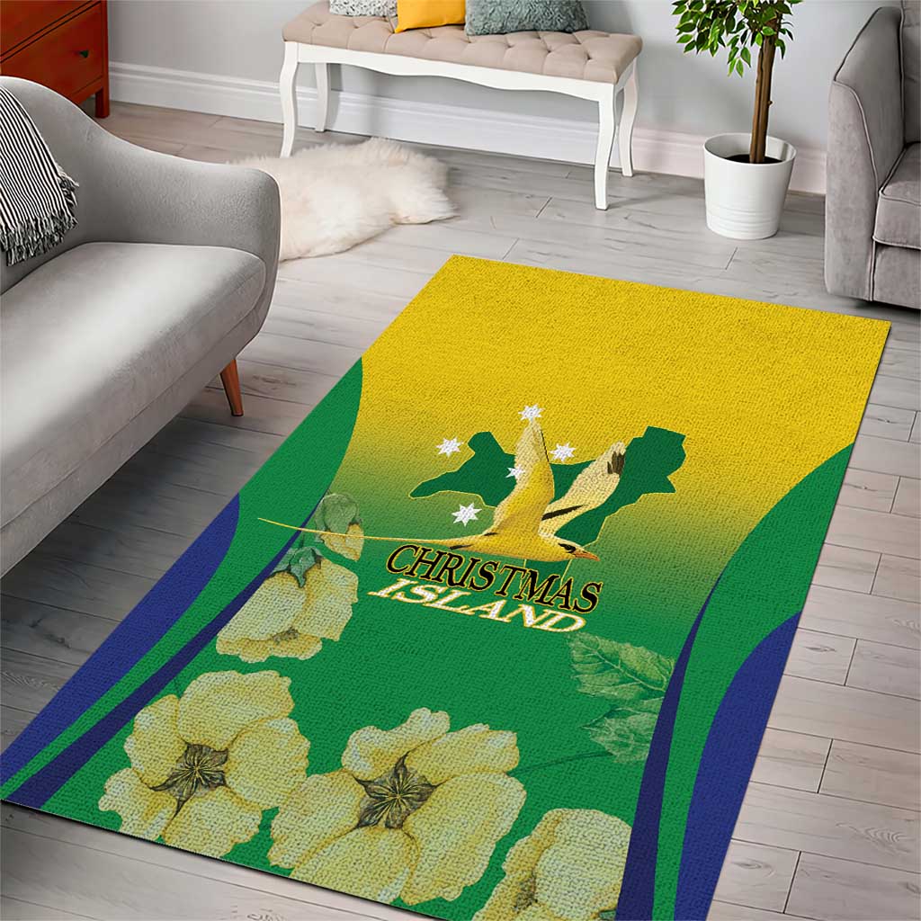 Australia Christmas Island Area Rug Golden Bosun Abutilon listeri With Map - Aussie Hoodie