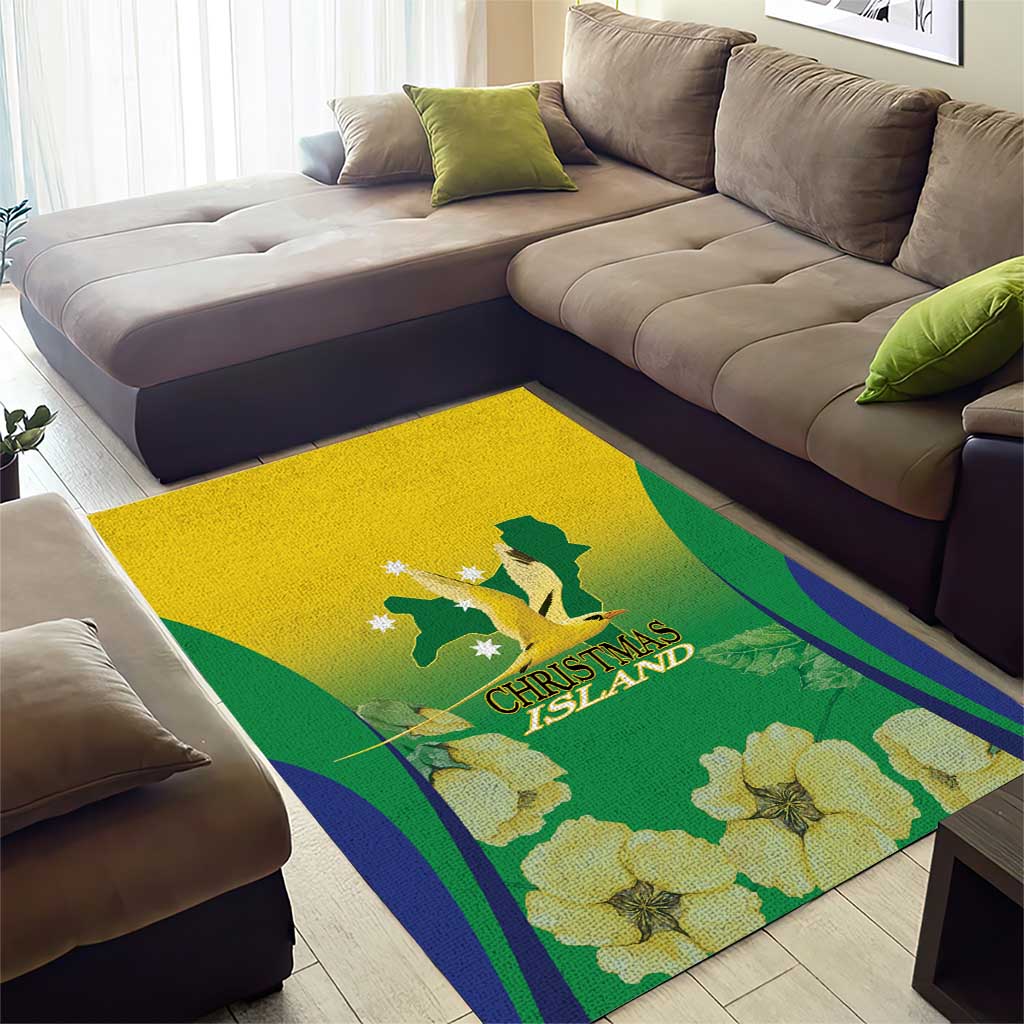 Australia Christmas Island Area Rug Golden Bosun Abutilon listeri With Map - Aussie Hoodie