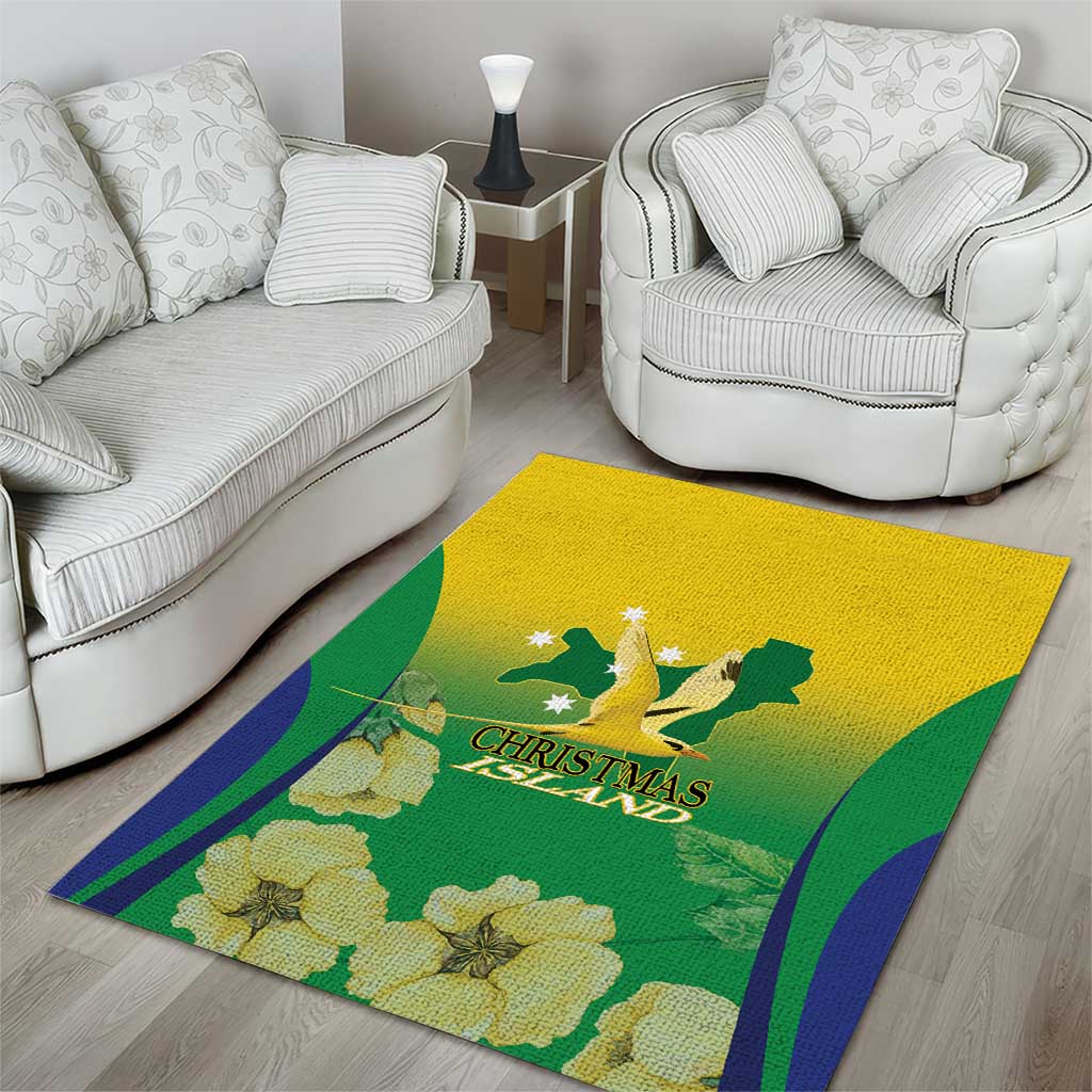 Australia Christmas Island Area Rug Golden Bosun Abutilon listeri With Map - Aussie Hoodie