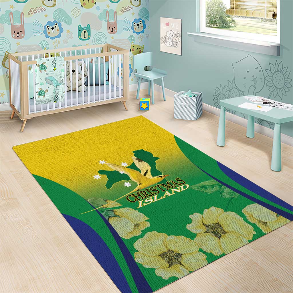 Australia Christmas Island Area Rug Golden Bosun Abutilon listeri With Map - Aussie Hoodie