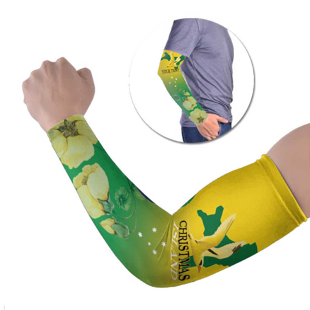 Personalised Australia Christmas Island Arm Sleeves Golden Bosun Abutilon listeri With Map - Aussie Hoodie