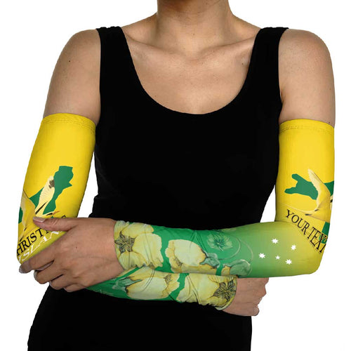 Personalised Australia Christmas Island Arm Sleeves Golden Bosun Abutilon listeri With Map - Aussie Hoodie