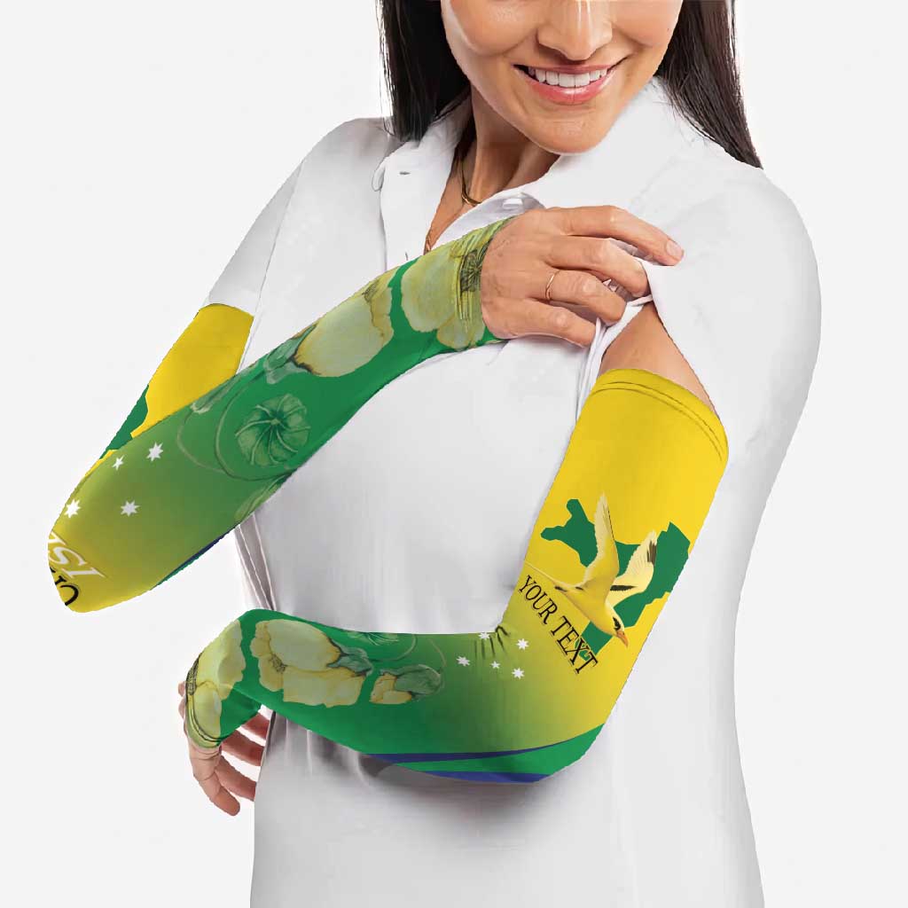 Personalised Australia Christmas Island Arm Sleeves Golden Bosun Abutilon listeri With Map - Aussie Hoodie
