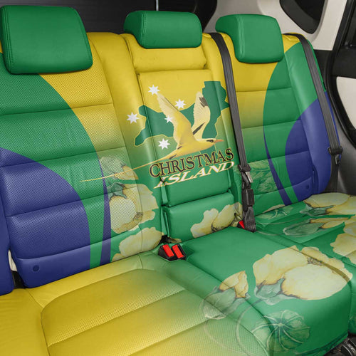 Australia Christmas Island Back Car Seat Cover Golden Bosun Abutilon listeri With Map - Aussie Hoodie