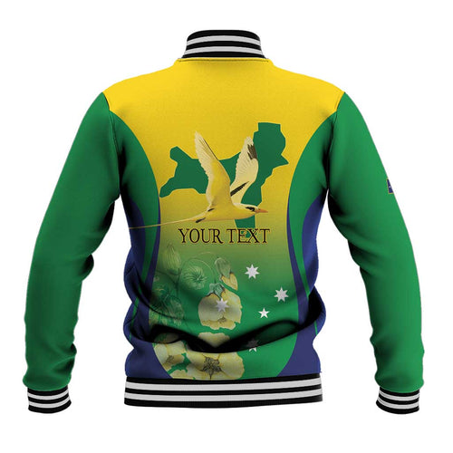 Personalised Australia Christmas Island Baseball Jacket Golden Bosun Abutilon listeri With Map - Aussie Hoodie