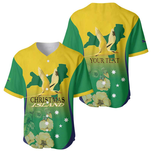 Personalised Australia Christmas Island Baseball Jersey Golden Bosun Abutilon listeri With Map - Aussie Hoodie