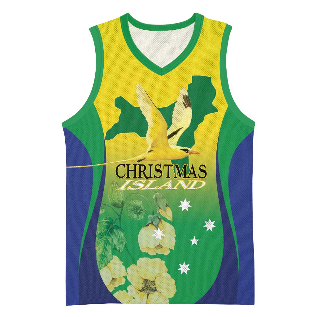 Personalised Australia Christmas Island Basketball Jersey Golden Bosun Abutilon listeri With Map - Aussie Hoodie