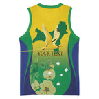 Personalised Australia Christmas Island Basketball Jersey Golden Bosun Abutilon listeri With Map - Aussie Hoodie