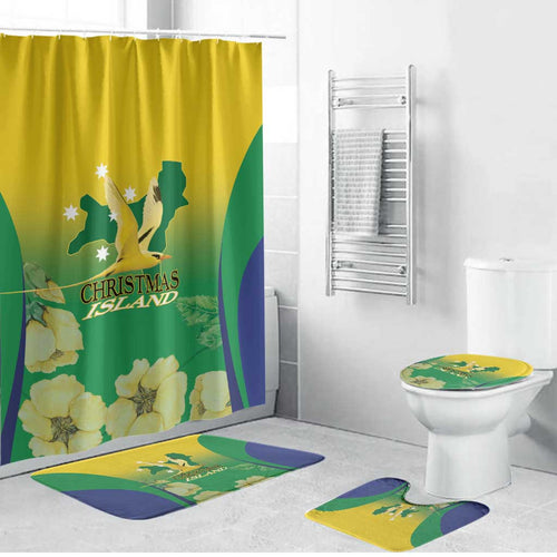 Australia Christmas Island Bathroom Set Golden Bosun Abutilon listeri With Map - Aussie Hoodie