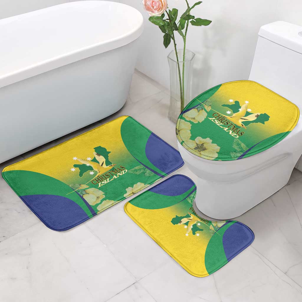 Australia Christmas Island Bathroom Set Golden Bosun Abutilon listeri With Map - Aussie Hoodie