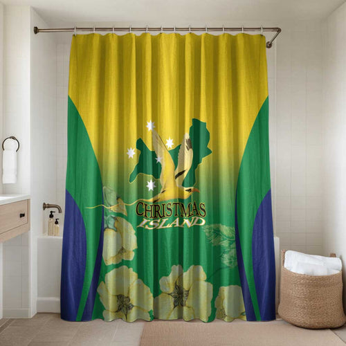 Australia Christmas Island Bathroom Set Golden Bosun Abutilon listeri With Map - Aussie Hoodie