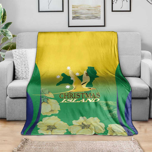 Australia Christmas Island Blanket Golden Bosun Abutilon listeri With Map - Aussie Hoodie