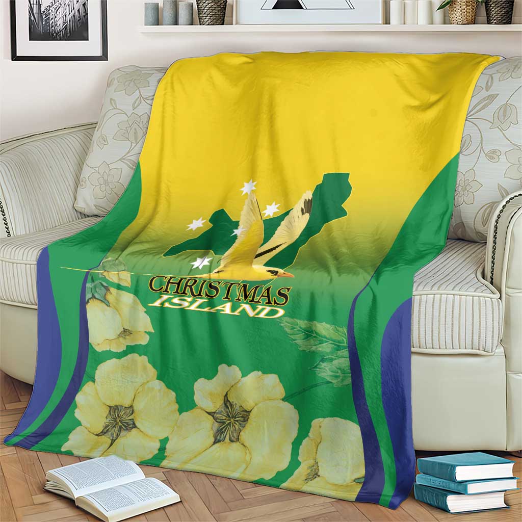 Australia Christmas Island Blanket Golden Bosun Abutilon listeri With Map - Aussie Hoodie
