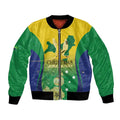 Personalised Australia Christmas Island Bomber Jacket Golden Bosun Abutilon listeri With Map - Aussie Hoodie